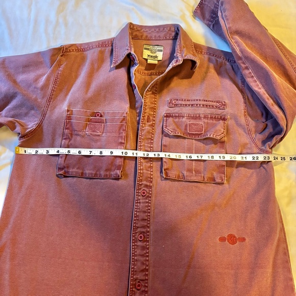 Vtg Wrangler Rugged Wear Pink Button Up Long Sleeve Shirt Size L (16-16 1/2) - Picture 7 of 10